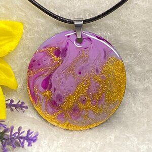 Hand Painted Iridescent Pendant Necklace